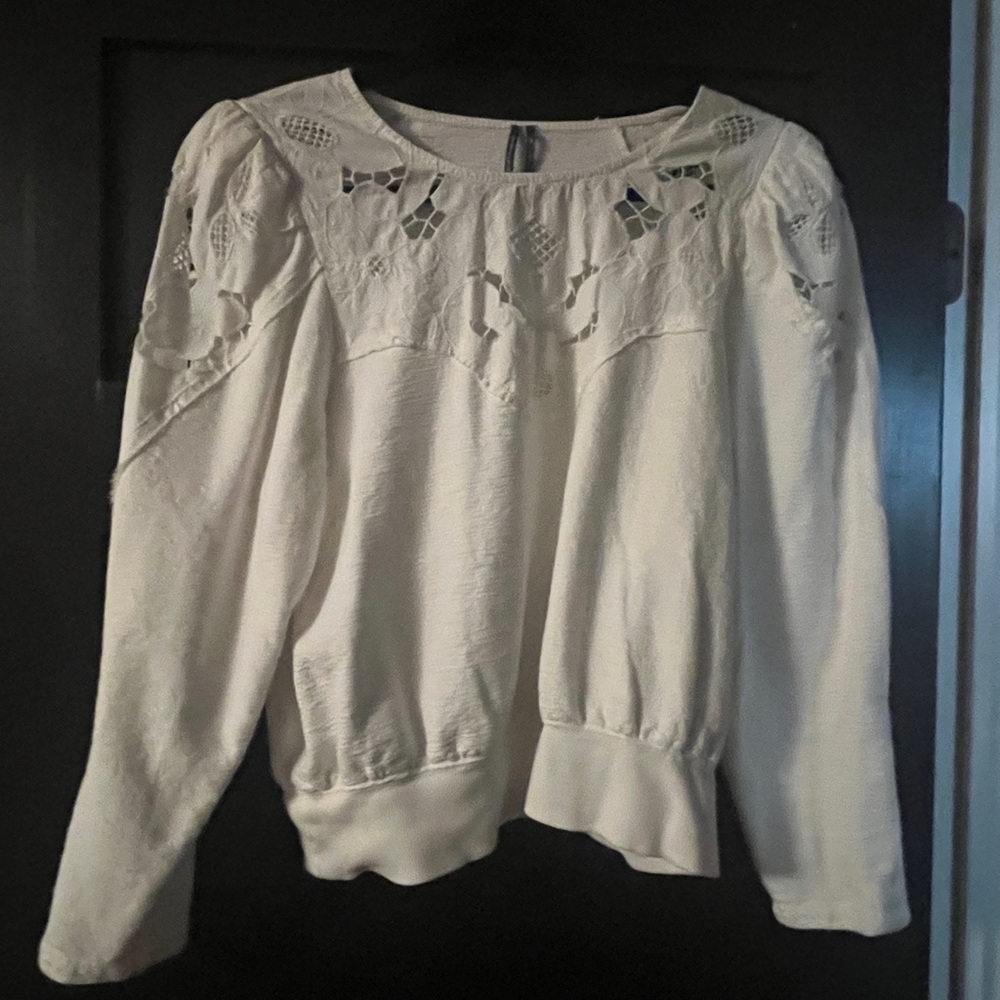 Anthropologie Cream Lace Detail Blouse